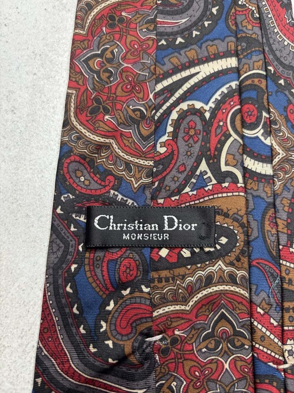 Christian Dior Monsieur Paisley Silk Tie Blue Red
